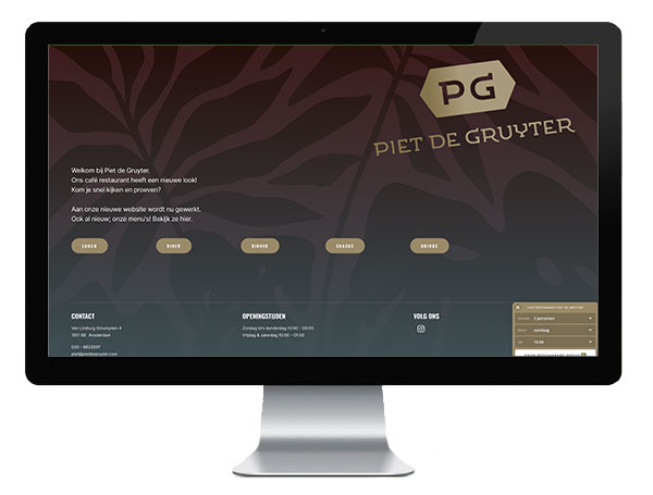 Cafe Piet de Gruyter Website